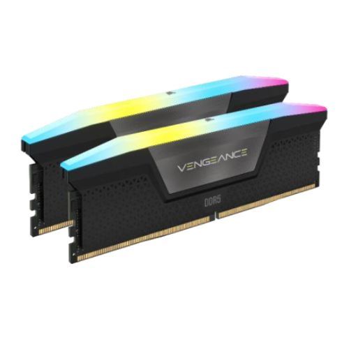 Corsair Vengeance RGB 32GB Kit (2 x 16GB), DDR5, 5200MHz (PC5-41600), CL40, 1.25V, PMIC, AMD EXPO & Intel XMP 3.0, Black, DIMM Memory Corsair Vengeance RGB 32GB Kit (2 x 16GB), DDR5, 5200MHz (PC5-41600), CL40, 1.25V, PMIC, AMD EXPO & Intel XMP 3.0, Black, DIMM Memory